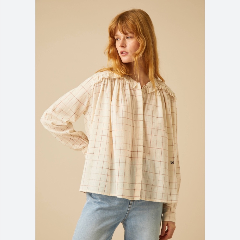 Leon and Harper Chiron check blouse like new